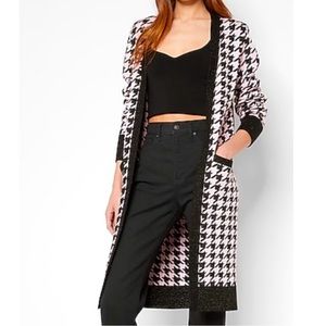 EXPRESS Metallic Houndstooth Print Duster size XS